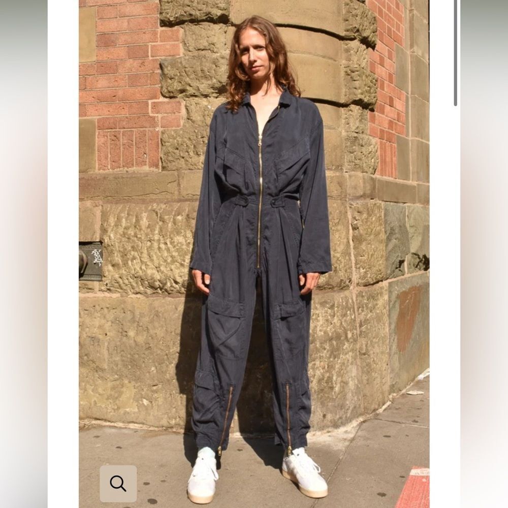 JUDI ROSEN Flightsuit Zip-Front Navy Jumpsuit